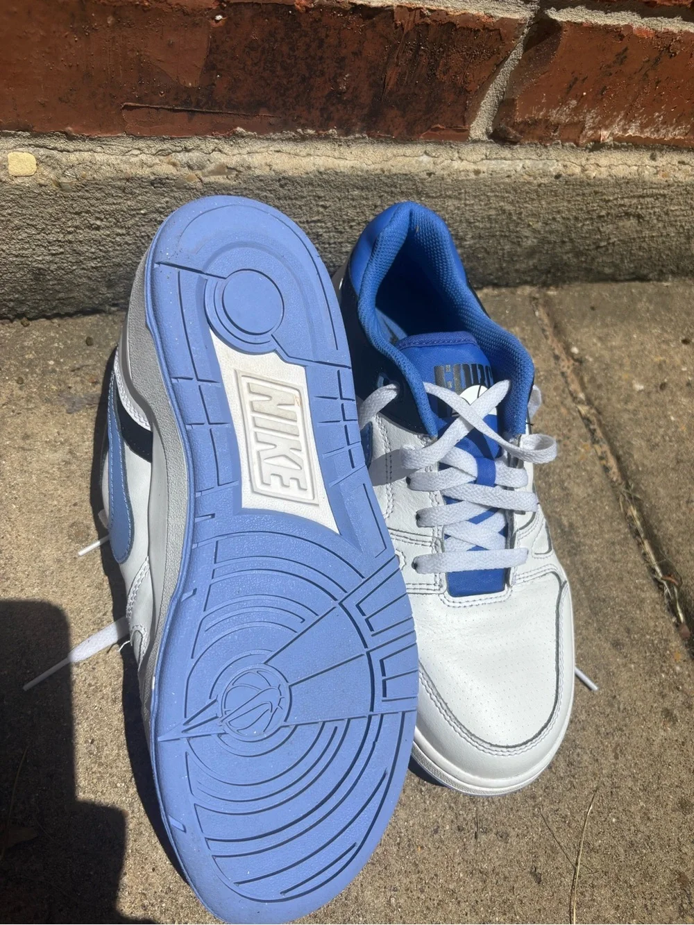Nike White and Light Blue Low-Top Sneakers